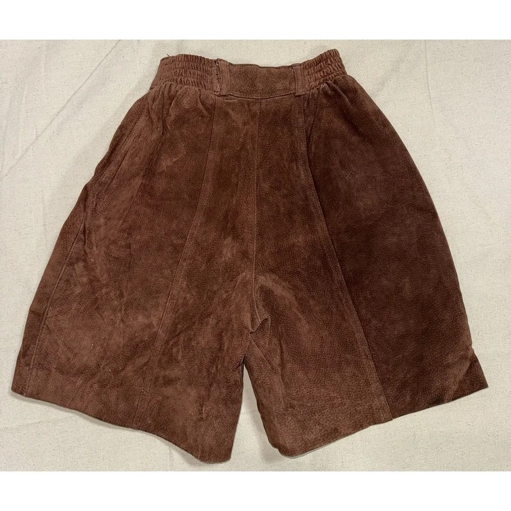 Vintage Forenza Suede Leather Women's Sz 4 Shorts 80's Y2K High Rise Brown + Red